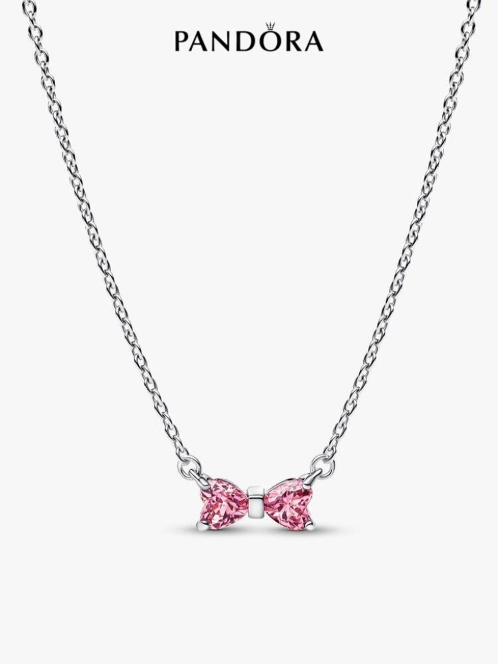 Pandora Sparkling Pink Bow Jewellery Necklace